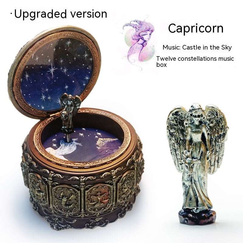 Retro Rotating Luminous Constellation Music Box Birthday Gift For Girls Capricorn Music Sky City