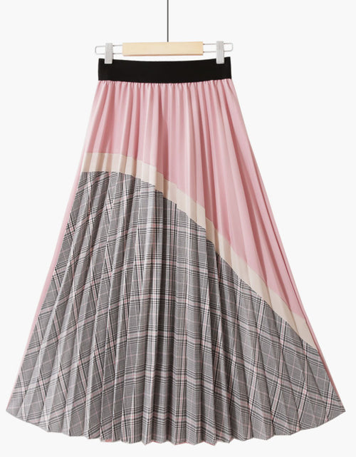 Load image into Gallery viewer, Women&#39;s Fashion Street Hipster Style Retro All-match Contrast Color High Waist Plaid Skirt Pink Average Size
