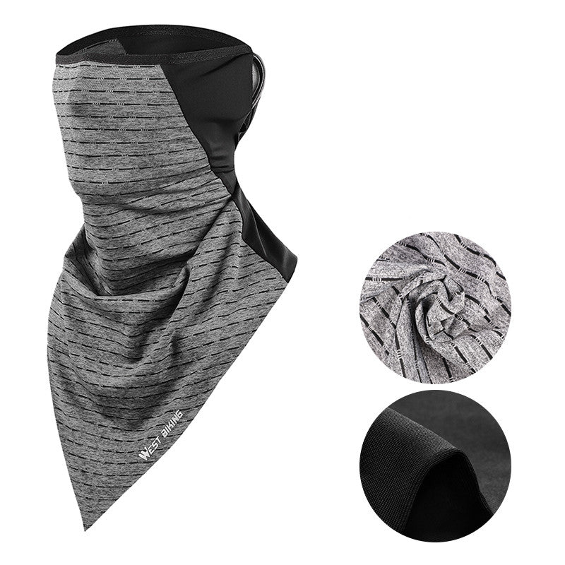 Hanging ear scarf Anti-Laying Bib ice silk stitching Grey