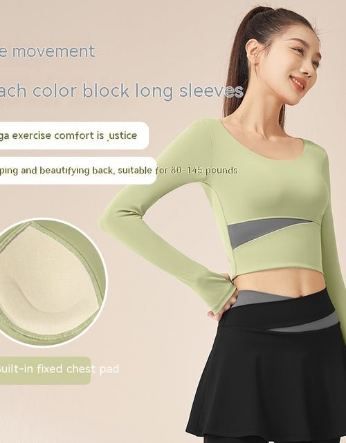 Load image into Gallery viewer, Contrast Color Fast-drying Workout Top Slim Fit Nude Feel Seamless Yoga Long Sleeve
