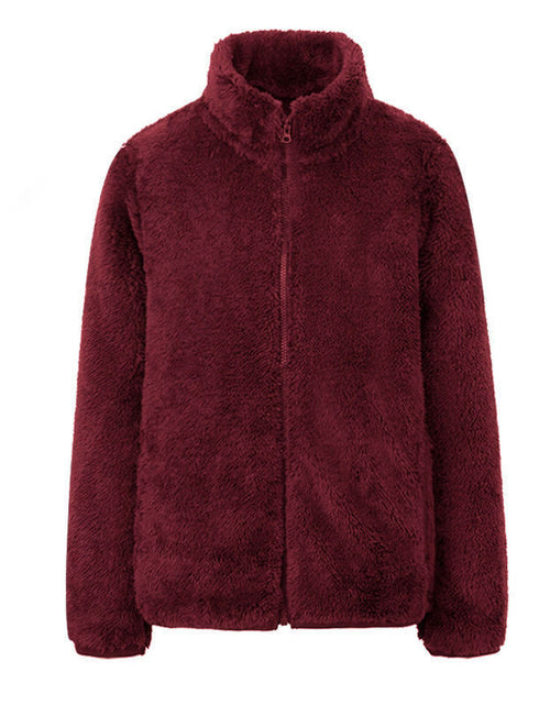 Load image into Gallery viewer, Coral fleece jacket Wine red
