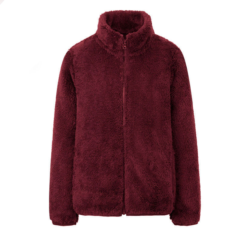 Coral fleece jacket Wine red