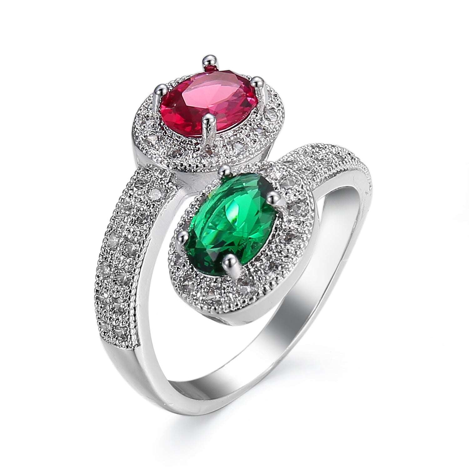 Fashion Personalized Zircon Ring For Women Rose Emerald