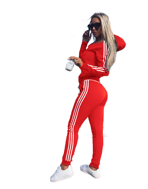 Load image into Gallery viewer, Simple and comfort: Women&#39;s Sports And Leisure Suit Set - 2 pc sets include Jacket and Pant in various color - for daily exercise and casual wear Red
