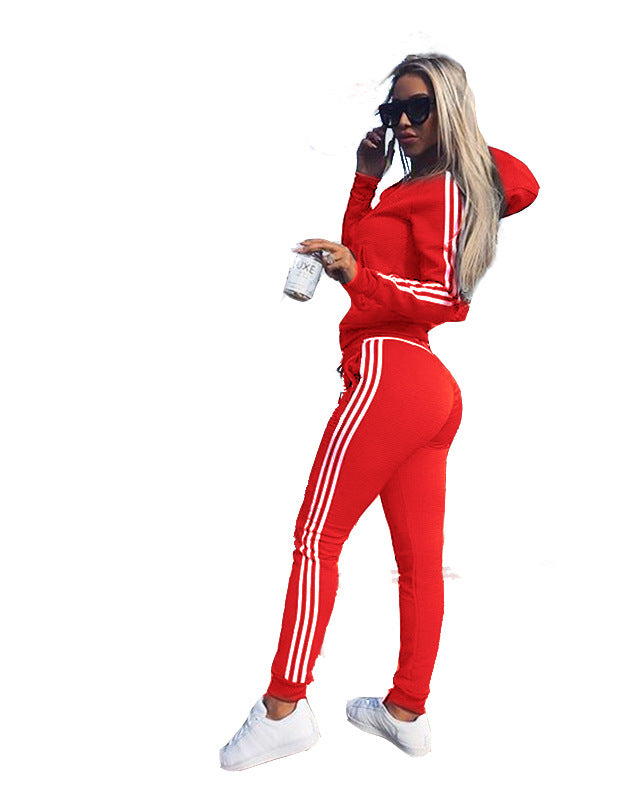 Simple and comfort: Women's Sports And Leisure Suit Set - 2 pc sets include Jacket and Pant in various color - for daily exercise and casual wear Red