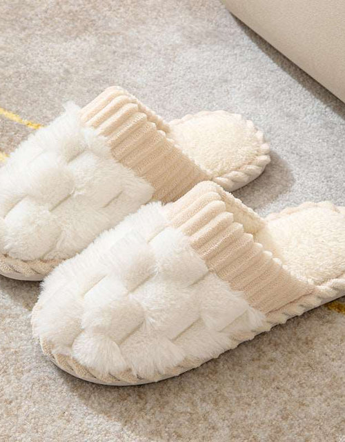 Load image into Gallery viewer, Indoor Warm Platform Couple Plush Slippers White
