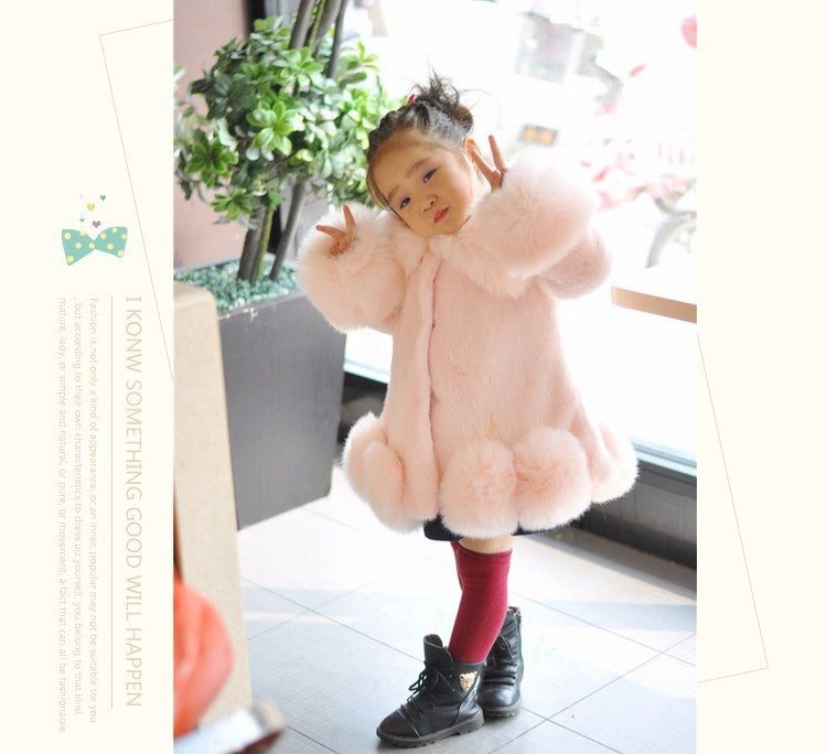 Korean Style Imitated Mink Fox Fur Cotton-padded Thickened Baby Wool Blended Jacket