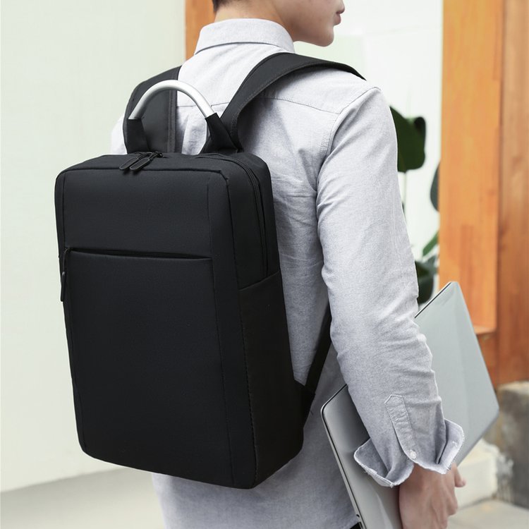 Shoulder Computer Bag 15.6-inch Notebook Backpack Male Square Vertical Business Causal Style Black 15.6 Inch