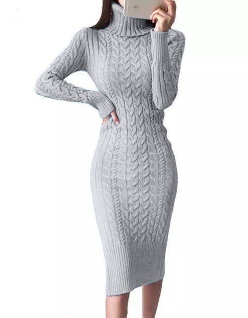 Load image into Gallery viewer, Slim-fit Plain Color Sweet Style Mid-length Bag Hip Bottoming Skirt Slim-fit Knit Dress White
