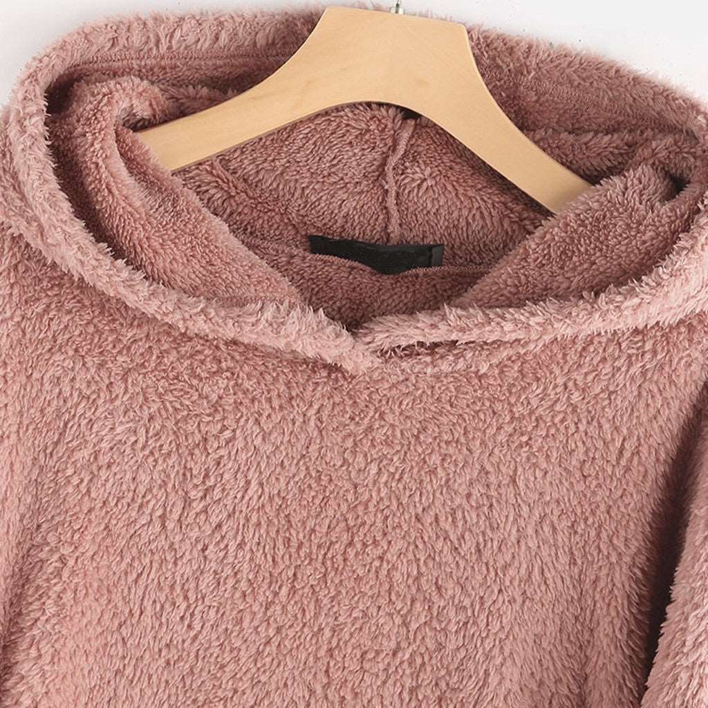 Hooded Pullover Cat Print Long Sleeved Reversible Velvet Brushed Comfortable Hooded Collar Sweater