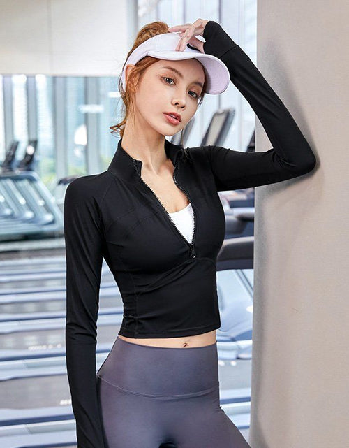 Load image into Gallery viewer, Master Your Fitness: Professional Yoga Long-Sleeved Quick Dry Leisure Sports Apparel for Women - Autumn &amp; Winter Performance Wear Black C
