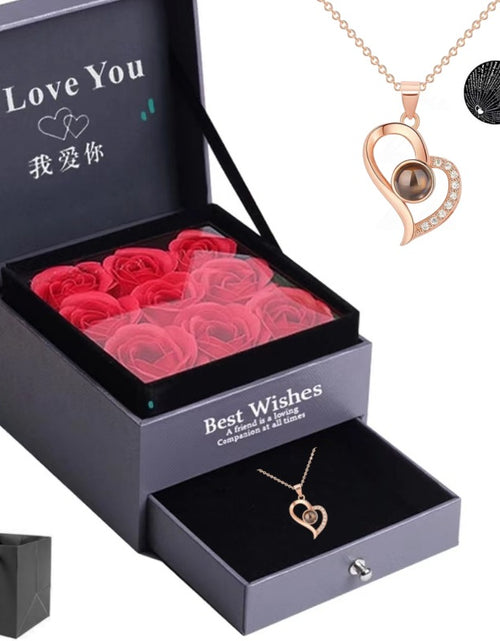 Load image into Gallery viewer, 100 Languages I Love You Projection Necklace Electroplating Heart Romantic Necklace Set
