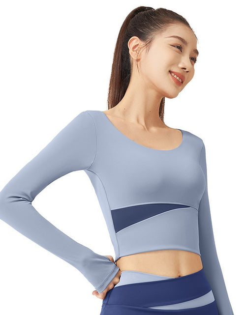 Load image into Gallery viewer, Contrast Color Fast-drying Workout Top Slim Fit Nude Feel Seamless Yoga Long Sleeve
