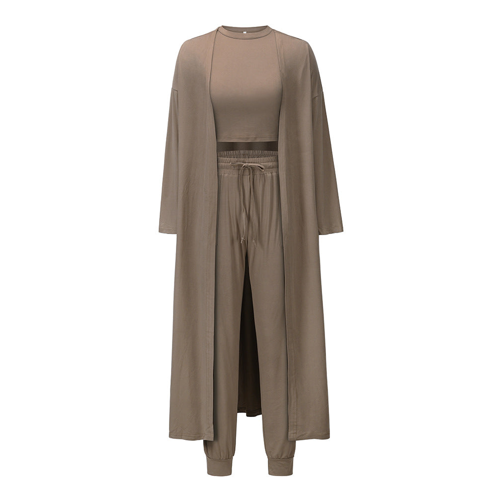 Popular Pick: Women's Knitted Slim-Fit Vest and Trousers Sports Suit - Elevate Your Active Style with Comfort and Elegance - A Bestseller! Khaki