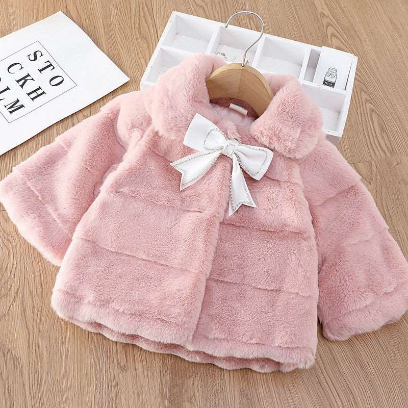 Cutie Winter Fur Coat for Young Girls Fur Short Coat Children's Fur Coat (80cm to 110cm) Pink