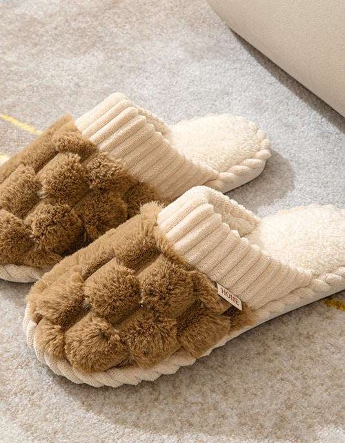 Load image into Gallery viewer, Indoor Warm Platform Couple Plush Slippers Brown
