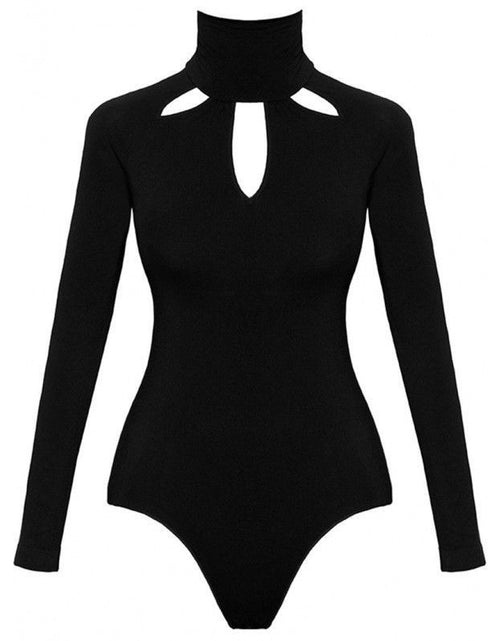 Load image into Gallery viewer, Black Cutout Long Sleeve Slim Sexy Solid Color Jumpsuit black
