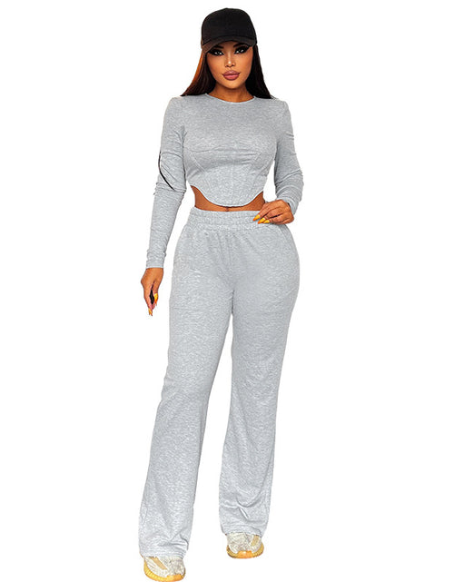 Load image into Gallery viewer, Comfortably Casual: Women&#39;s Round Neck Long Sleeve Trousers Casual Suit - Effortless Everyday Wear
