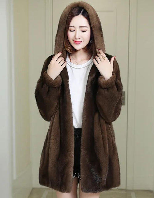 Load image into Gallery viewer, Ladies Winter Mink OL Commuting Work Informal Coat Fur Coat Coffee
