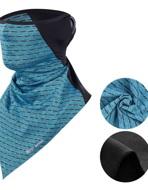 Load image into Gallery viewer, Hanging ear scarf Anti-Laying Bib ice silk stitching Blue
