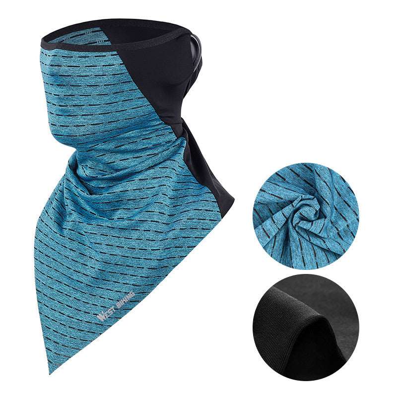 Hanging ear scarf Anti-Laying Bib ice silk stitching Blue