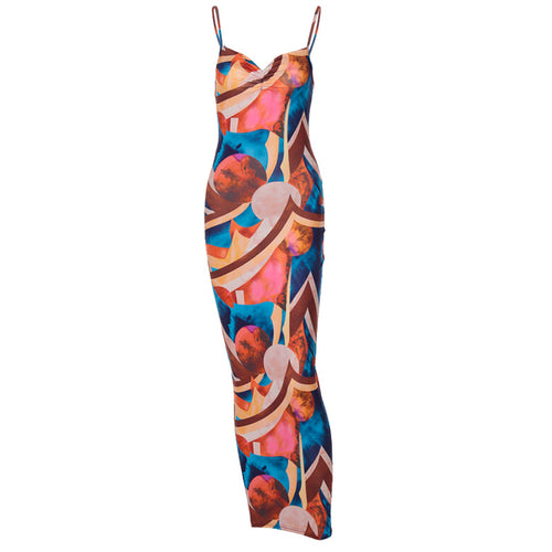 Load image into Gallery viewer, Long Pencil Strap Dress Multi M
