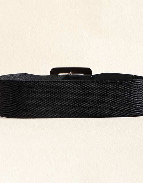 Load image into Gallery viewer, Retro Women&#39;s Metal Square Buckle Elastic Elastic Belt Simple Black Needle Buckle Everything Wide Waist Seal Senior Belt
