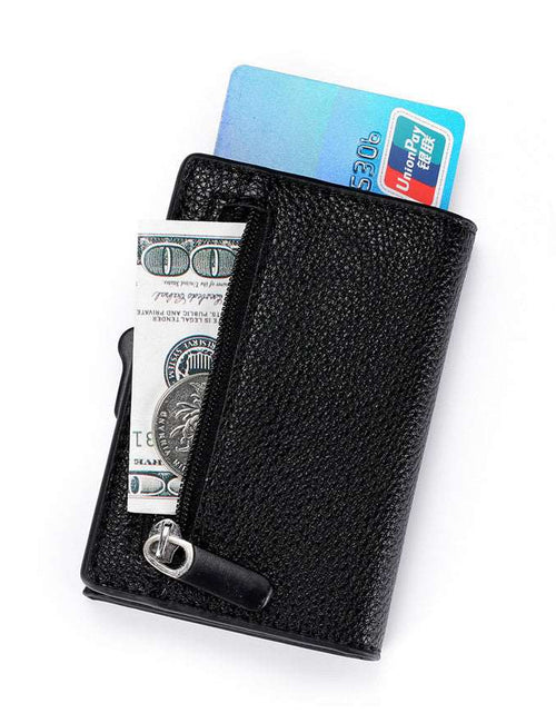 Load image into Gallery viewer, Metal Card Box Zipper Automatically Ejects Credit Card Case
