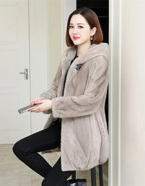 Load image into Gallery viewer, Ladies Winter Mink OL Commuting Work Informal Coat Fur Coat Dark Grey
