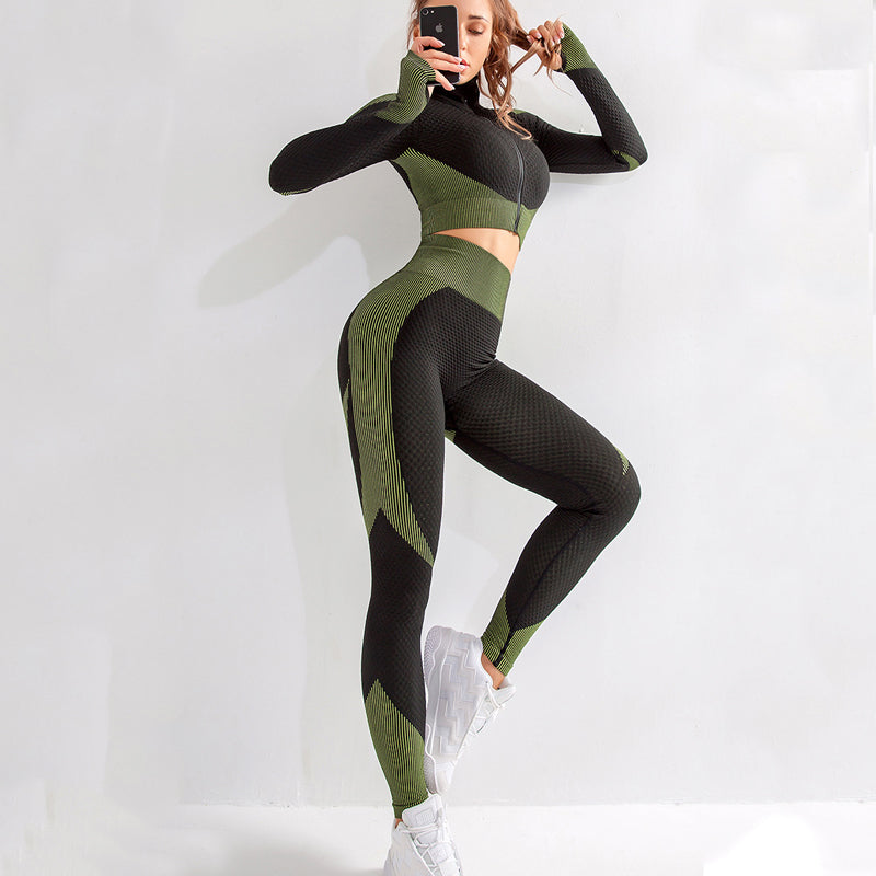 Fitness Fusion: Female Yoga Set - Elevate Your Workout with Stylish and Functional Gym Wear - Best Selling Product - Causal Crossing Training Green