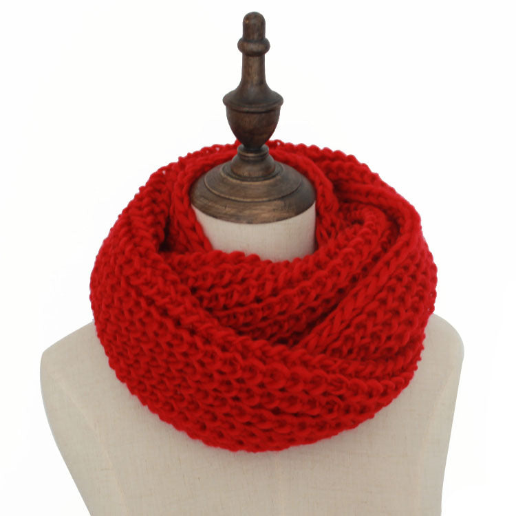 Men Scarf Women Knitted Scarf Girl Collar Wine Red Adjustable