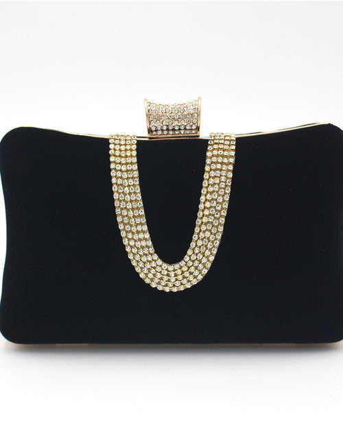 Load image into Gallery viewer, Suede European And American Food Bag U-shaped Diamond Black 20cm6cm12cm
