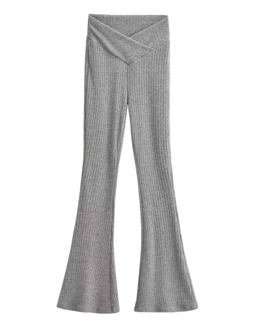 Load image into Gallery viewer, Enhanced Style: Hip Lifting and Leg-Lengthening Knitted Micro Flare Pants - Elevate Your Look with Flattering Silhouette and Comfort Grey
