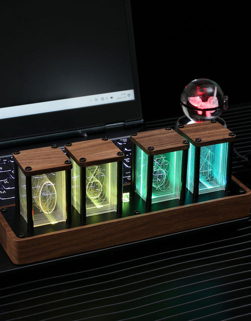 Load image into Gallery viewer, Wooden Stylish Alarm Clock Desktop Be Nixie Tube Clock Assembly-free New Walnut
