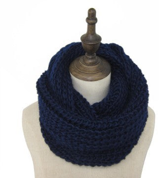 Men Scarf Women Knitted Scarf Girl Collar Navy Blue Adjustable