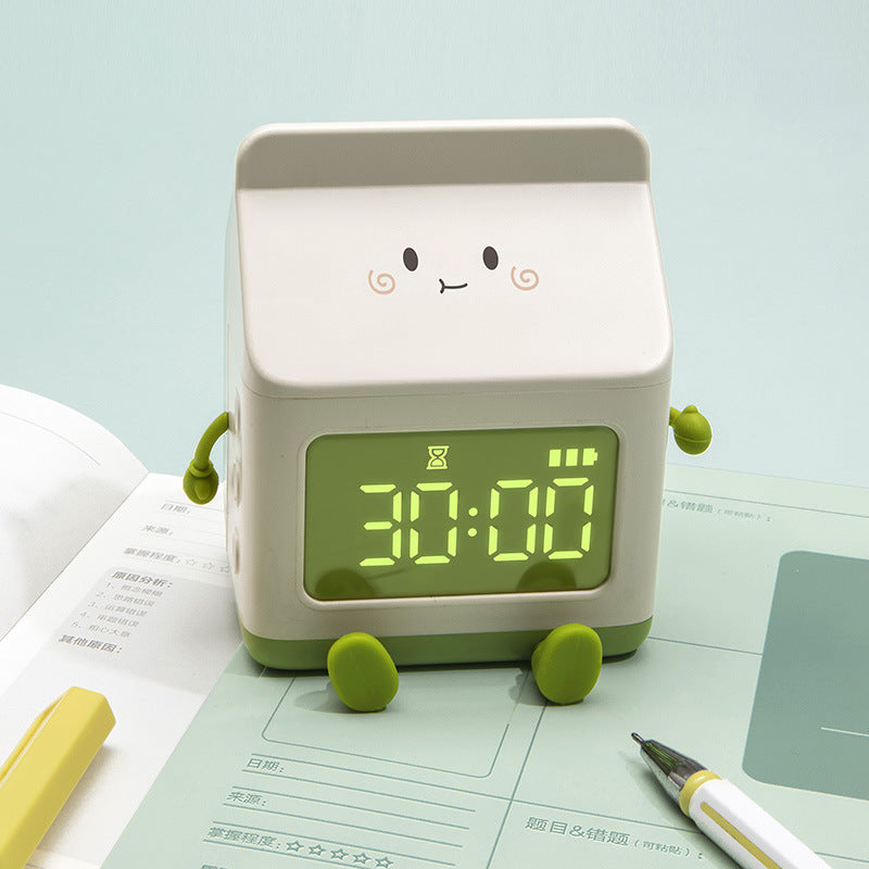 Smart Student Only Charging Cartoon Milk Carton Alarm Clock