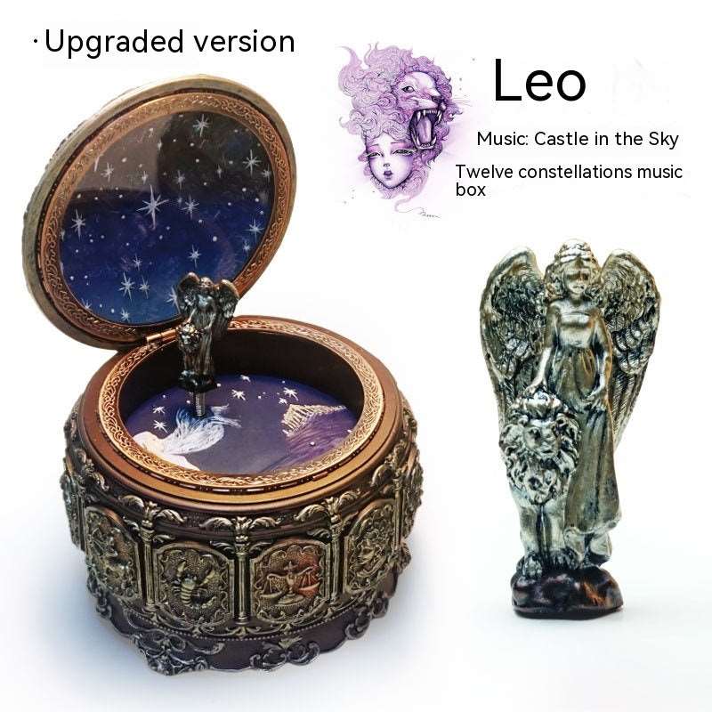 Retro Rotating Luminous Constellation Music Box Birthday Gift For Girls Leo Music Sky City