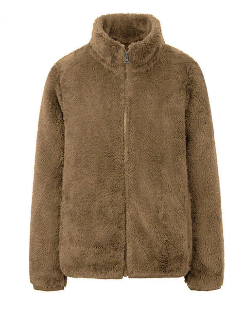 Load image into Gallery viewer, Coral fleece jacket Camel
