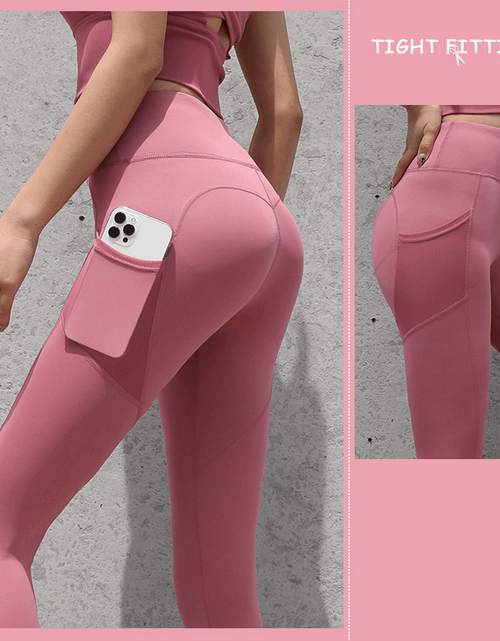 Load image into Gallery viewer, Enhance Your Workout: Seamless Leggings with Pockets, Push-Up High Waist - Women&#39;s Fitness Running Yoga Pants for Gym Sports Bean Paste Powder
