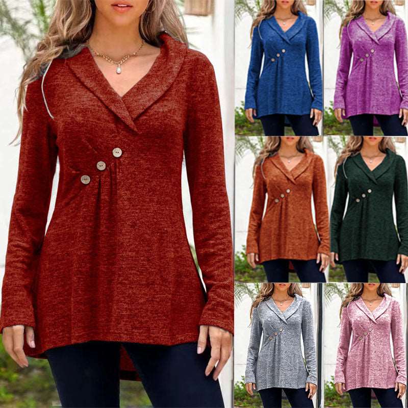 V Neck Plain Color Long Sleeve Knitwear Cashmere Sweater Base Coat