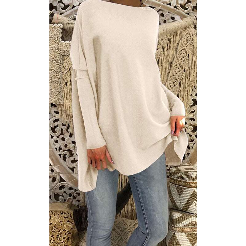 Cozy Chic: Women's Fluffy Tie Top T-shirt – Street Style Round Neck, Horn Long Sleeve, and Loose Fit in Cotton Comfort Khaki