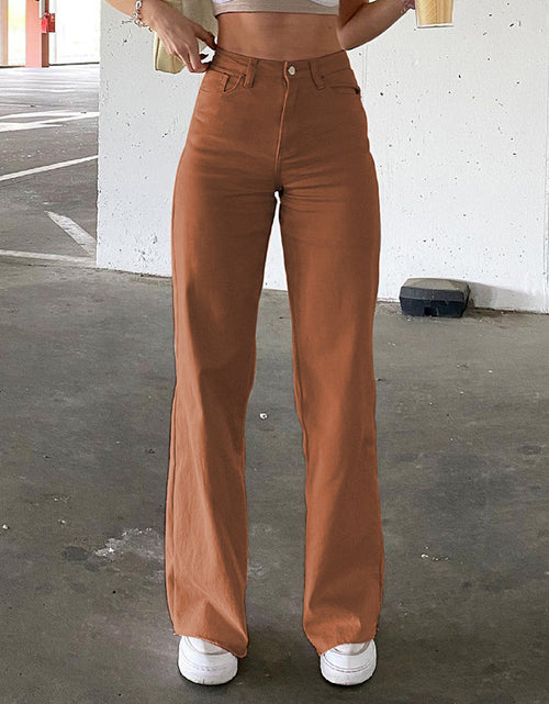 Load image into Gallery viewer, Street Chic: High Waist Slim Bell Bottom Jeans - Spice Girl Style Denim Pants Flaky Trousers Brown
