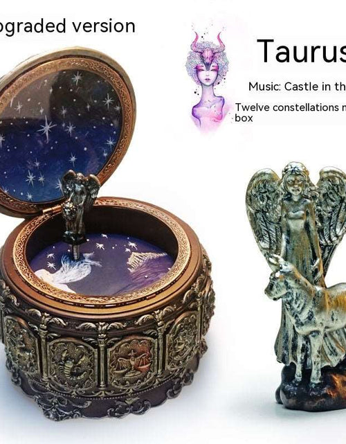 Load image into Gallery viewer, Retro Rotating Luminous Constellation Music Box Birthday Gift For Girls Taurus Music Sky City
