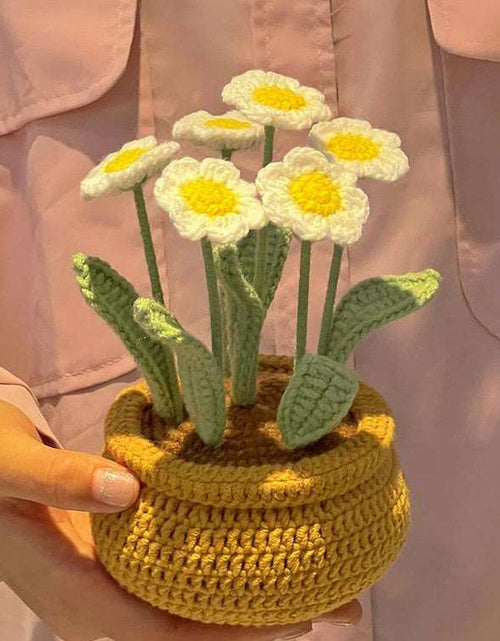 Load image into Gallery viewer, Hand Knitting DIY Tulips Small Daisy Potted Bouquet Wool Crochet Material Package Little Daisy
