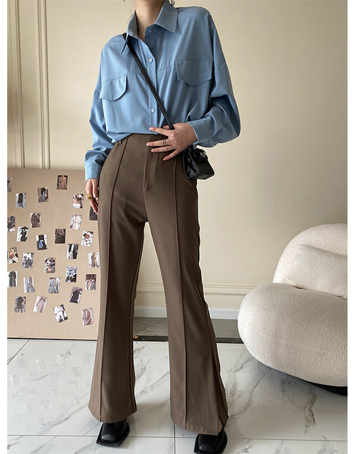 Load image into Gallery viewer, Chic Elegance: Sleek High Waist Flare Slit Suit Pants - Elevate Your Look with Sophisticated Style and Flair
