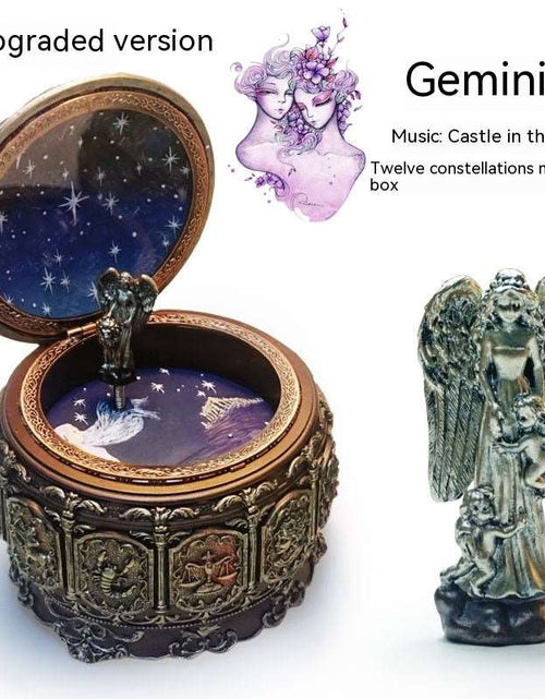 Load image into Gallery viewer, Retro Rotating Luminous Constellation Music Box Birthday Gift For Girls Gemini Music Sky City
