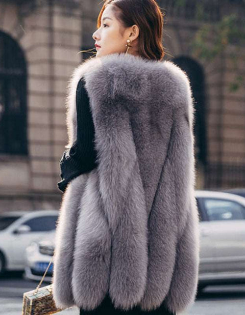 Load image into Gallery viewer, Elegant Fashion Stylish Faux Fur Vest Women&#39;s Mid-length Vest Coat Gray
