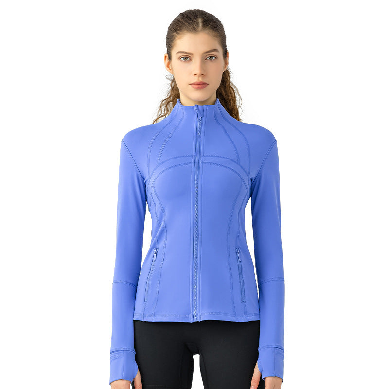 Plain Solid Color Yoga Fitness Exercise Women's Slim-fit Stretch Sports Jacket