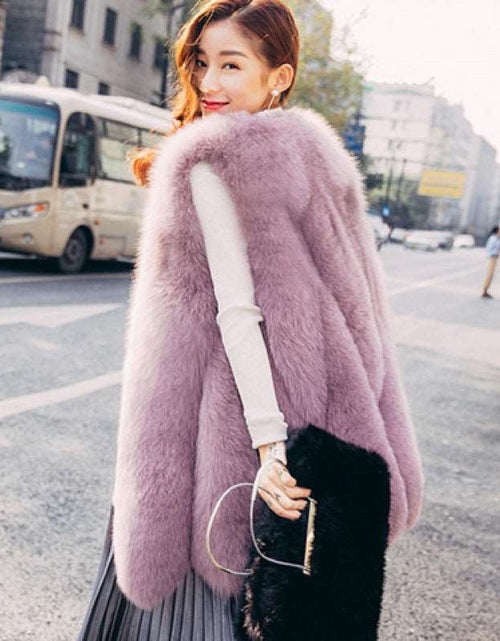 Load image into Gallery viewer, Elegant Fashion Stylish Faux Fur Vest Women&#39;s Mid-length Vest Coat Bean Pink
