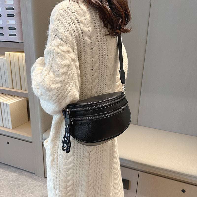 Women's Fashion Simple Shoulder Messenger Bag Black